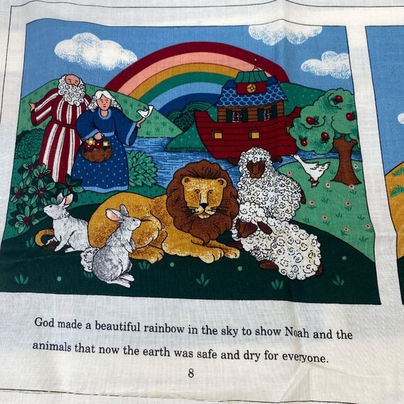 Vintage VIP Cranston Print Works Noah's Ark Story Book Quilt Panel Fabric - Picture 4 of 12
